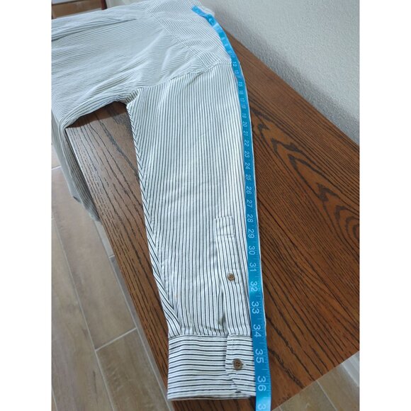 Civilian Mens Irish Grandfather Striped‎ Cotton Long Sleeve Button-Up Shirt Sz L - Picture 13 of 16